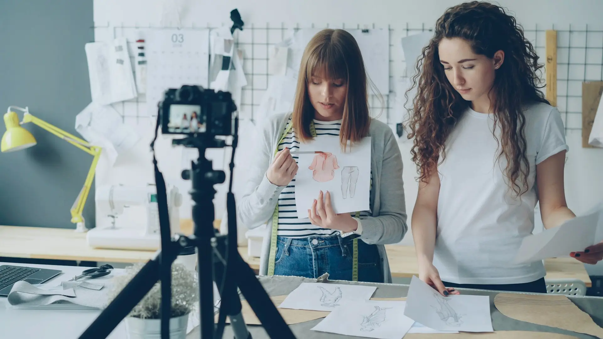 Two women recording a tutorial video together