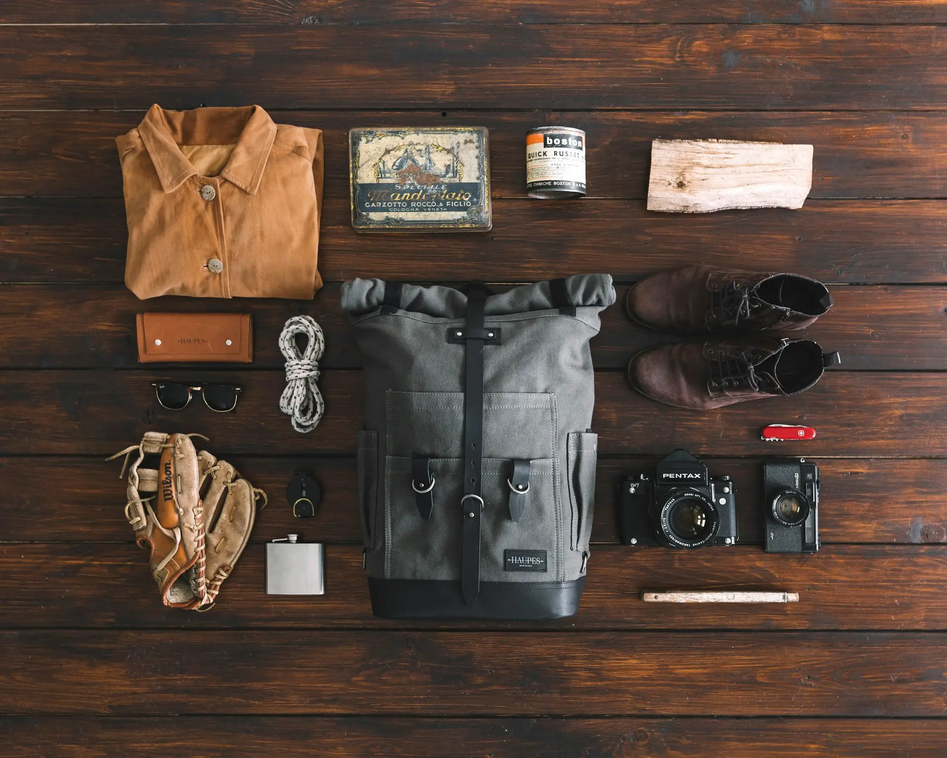 Brown leather boots